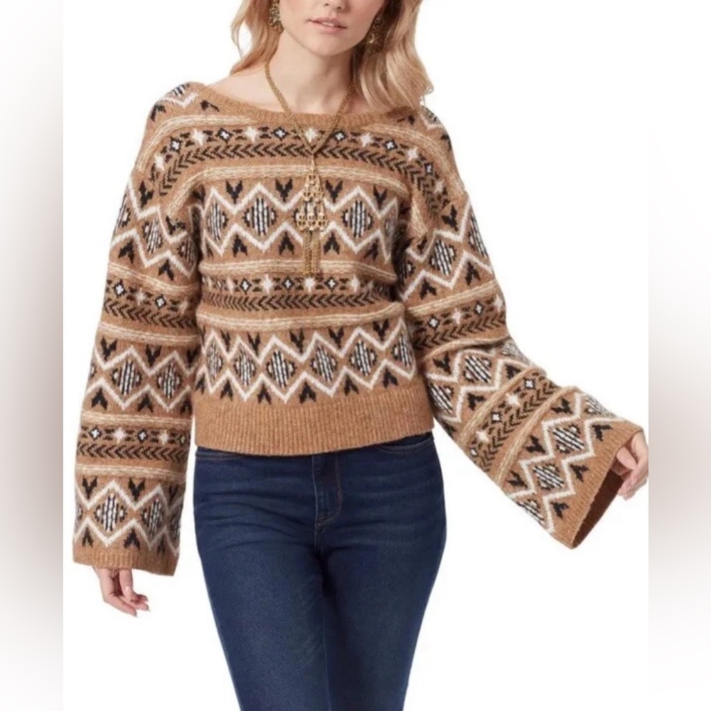 Sam Edelman Brown and Cream Patterned Sweater